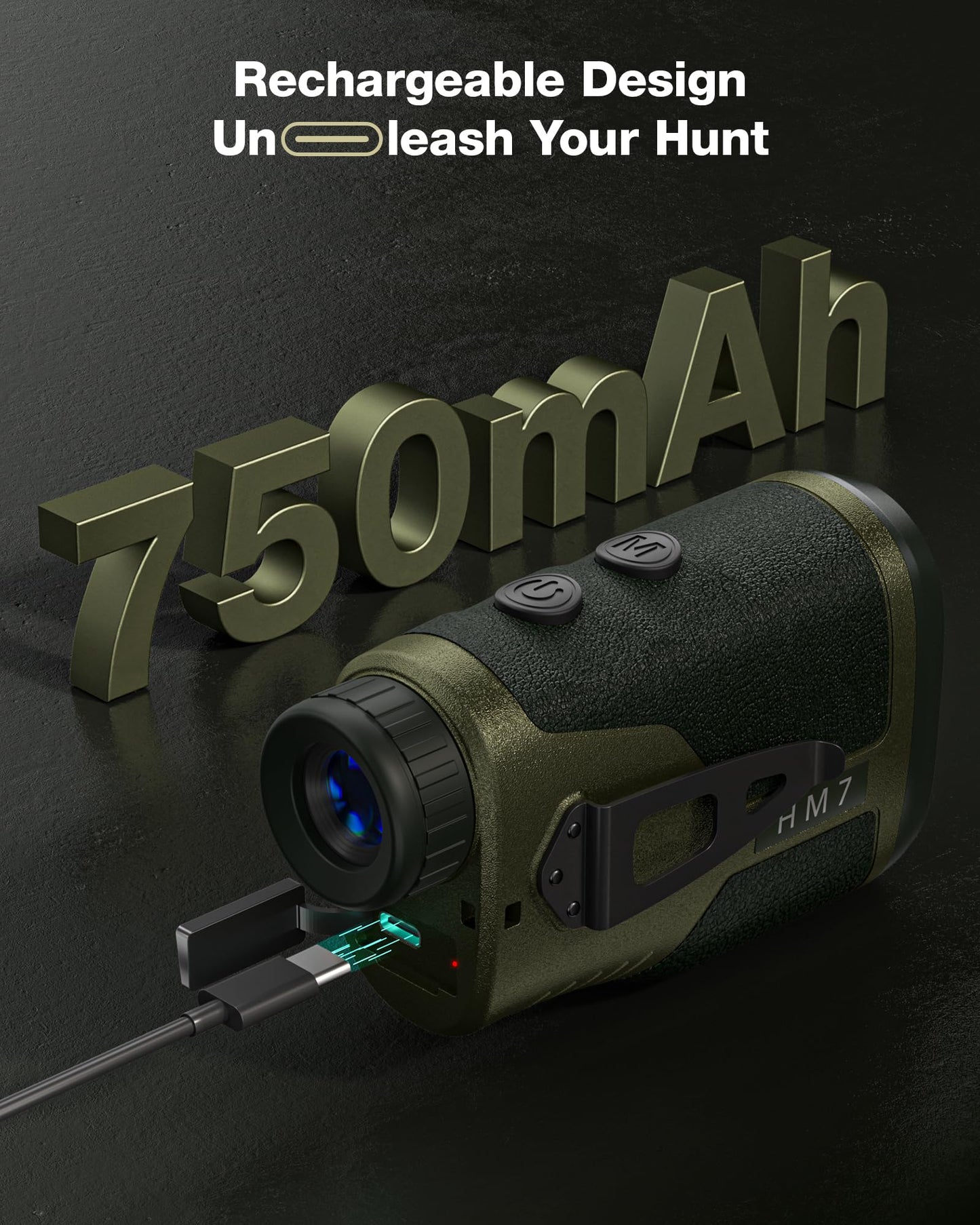 TAKENJOY HM7 Hunting Rangefinder, 1200Yards Laser rangefinder for Hunting, Red LCD Display with 7X Magnification, Speed Mode, Rechargeable, Lightweight, Waterproof, Carrying Case